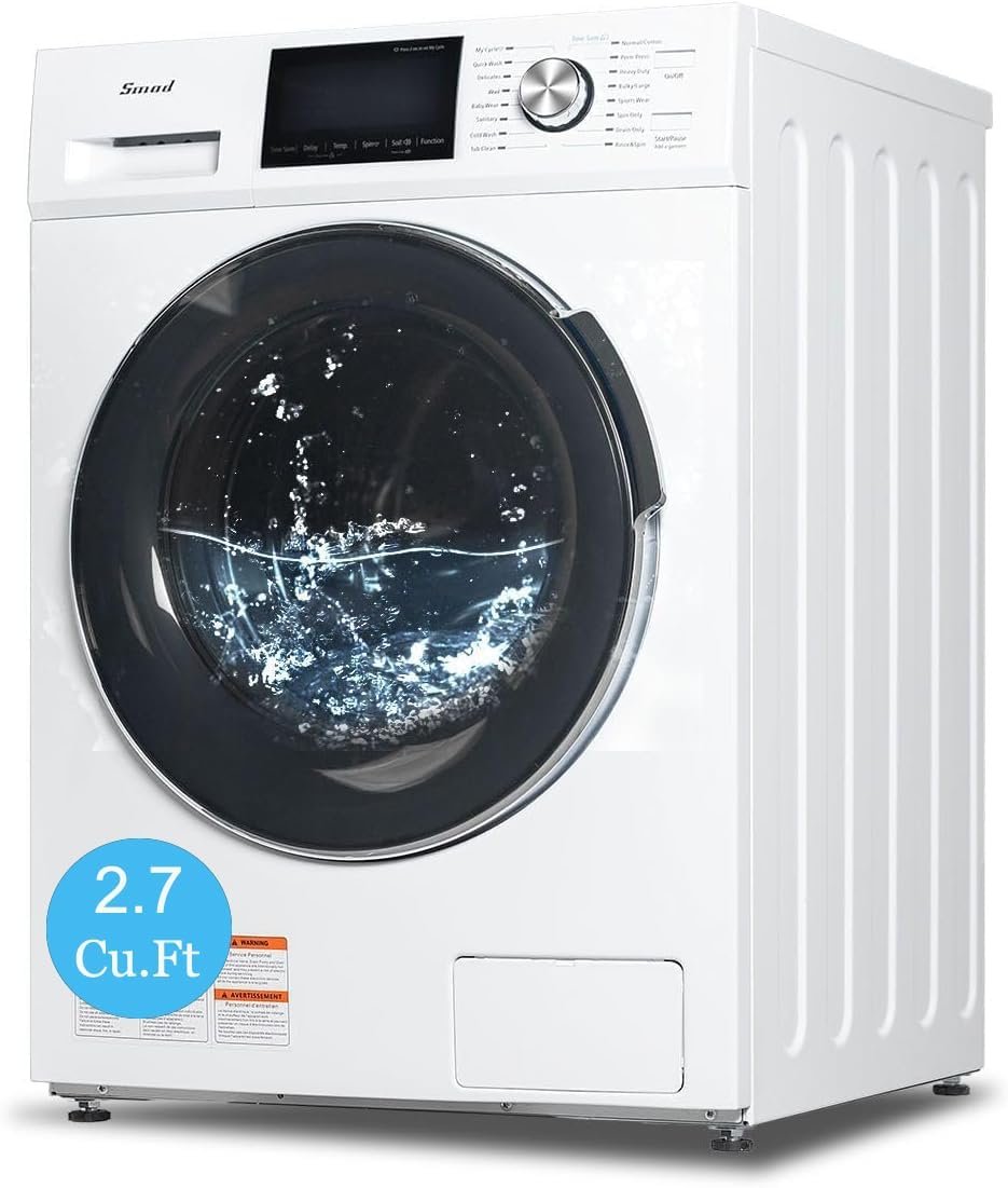 Smad Washing Machine, Compact Front Load Laundry Machine with 14 Washing Programme, Cold Wash, 36 Mins Quick Wash, 2.7 Cu.Ft Space Saving Washer