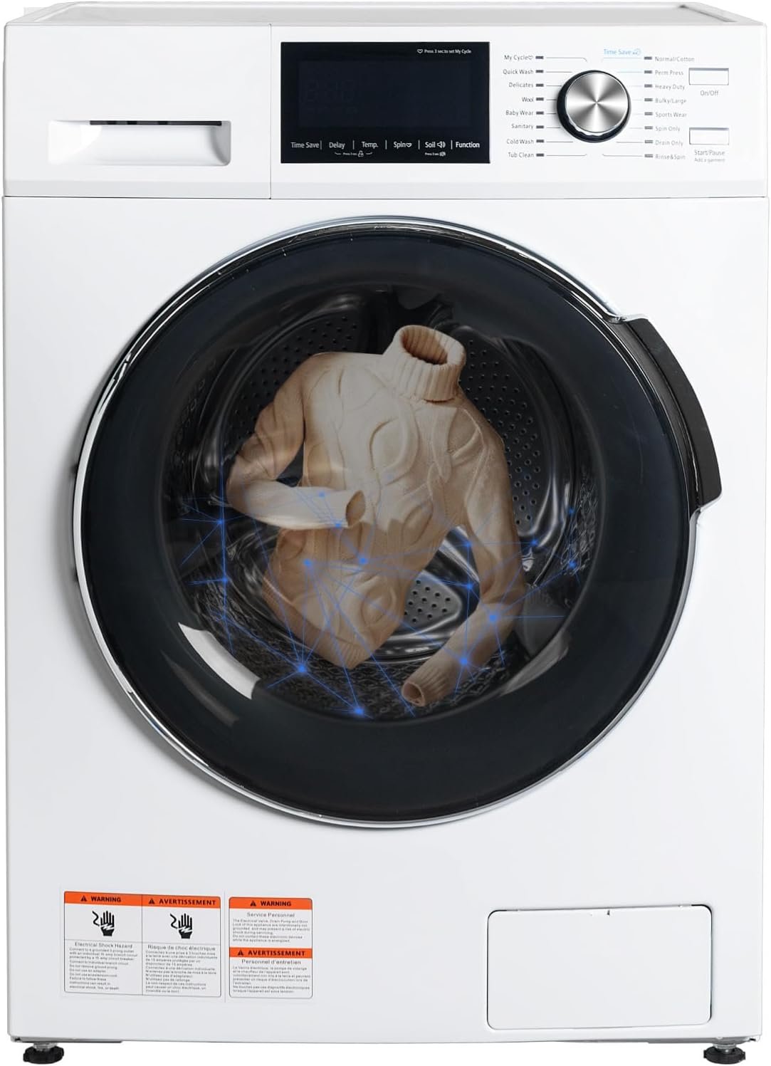 2.7 Cu.Ft Compact Front load Washing Machine, 25" Laundry Washer for Apartment Family Daily Use, Steam, 16 Washing Cycles, No Noise, 120V, White