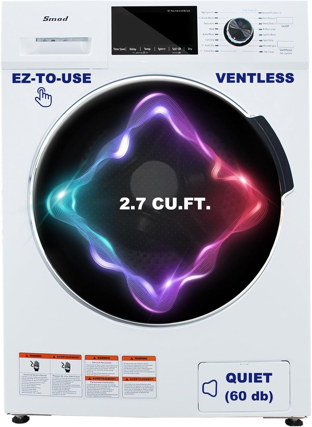 2-in-1 Front Load Washer and Dryer Combo 24", 2.7 Cu. Ft. All-in-one Washer Dryer Ventless for Apartment, Dorm, RV, 16 Cycles, Compact Space Saver