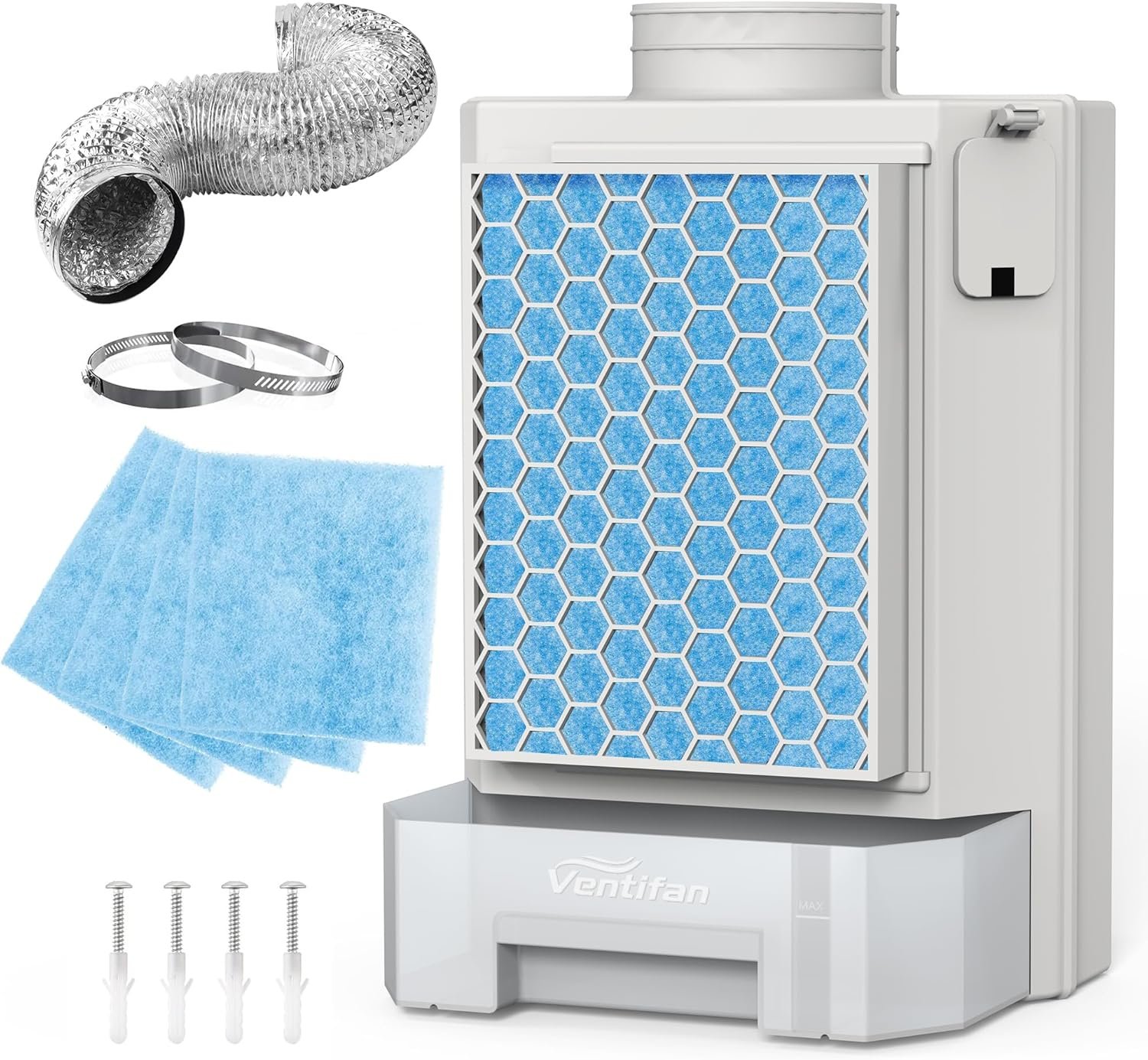 Ventifan Indoor Dryer Vent Kit with Stainless Steel Polyester Filter, 4 Pieces Polyester Filters and Vent Hose, For Electric Clothes Dryer