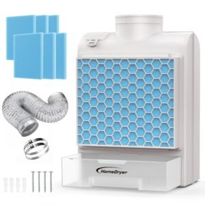 3 in 1 Indoor Dryer Vent Kit, Dryer Vent Box With Stainless Steel Screen Filter, Enhanced Air Quality Water Drawer System,Plus 6 Extra Polyester Filters for Electric Clothes Dryers-2025 New Upgrade