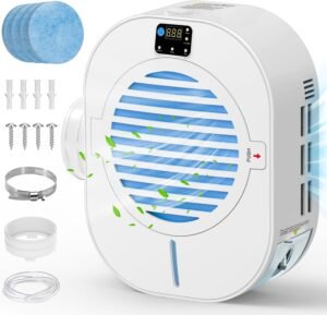 Kiss Core Upgrade 4-in-1 Indoor Dryer Vent Box With Dehumidifier for Protect Furniture, Electric Dryer Kit, Lint Trap, Intelligent Temperature and Humidity Display