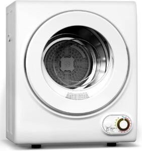 Feelfunn 110V Portable Dryer – 850W Compact Clothes Dryer with 4 Automatic Drying Modes, Stainless Steel Tub, Simple Control Knob for Apartments, Dorms & Small Spaces