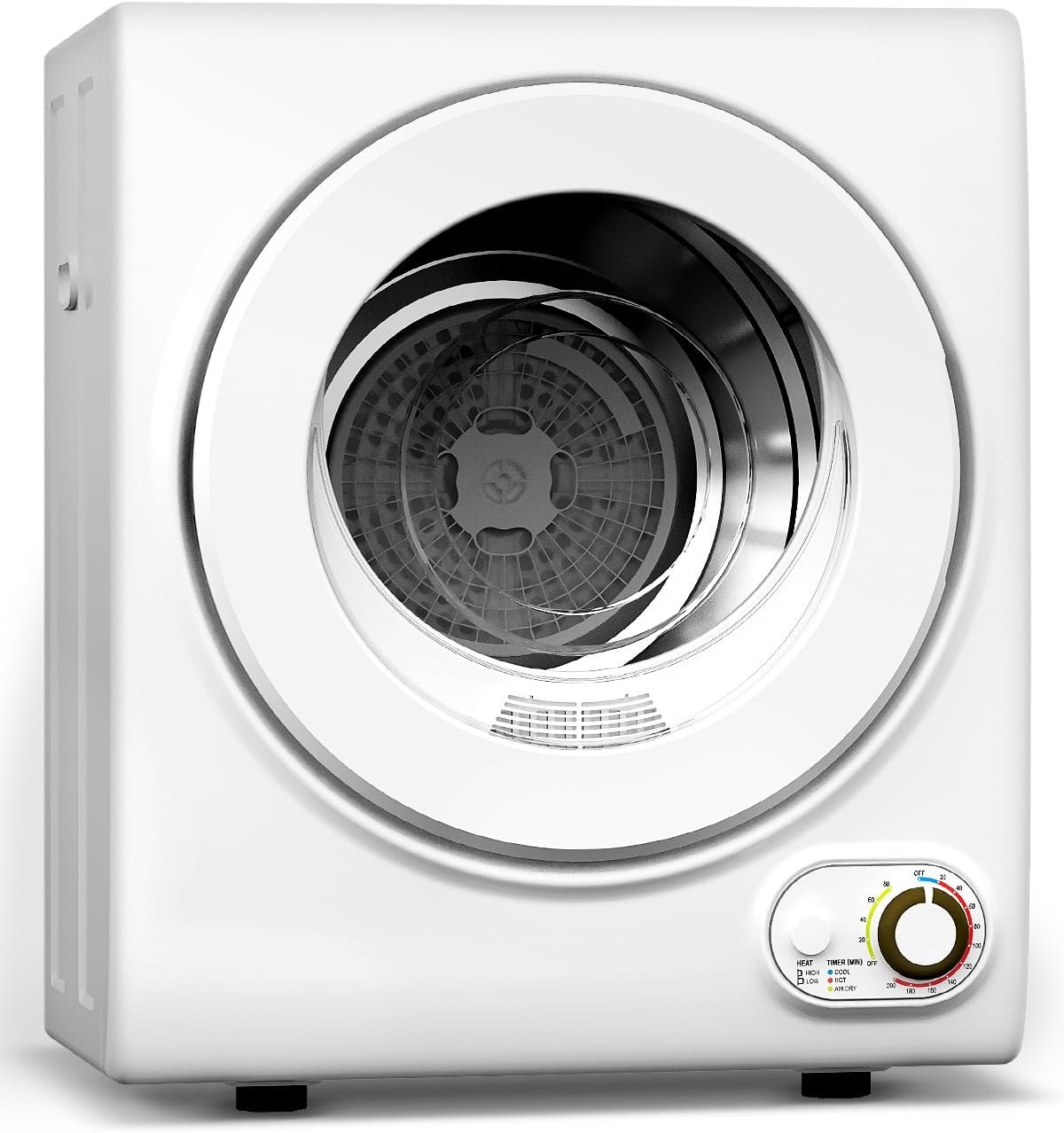 Feelfunn 110V Portable Dryer – 850W Compact Clothes Dryer with 4 Automatic Drying Modes, Stainless Steel Tub, Simple Control Knob for Apartments, Dorms & Small Spaces