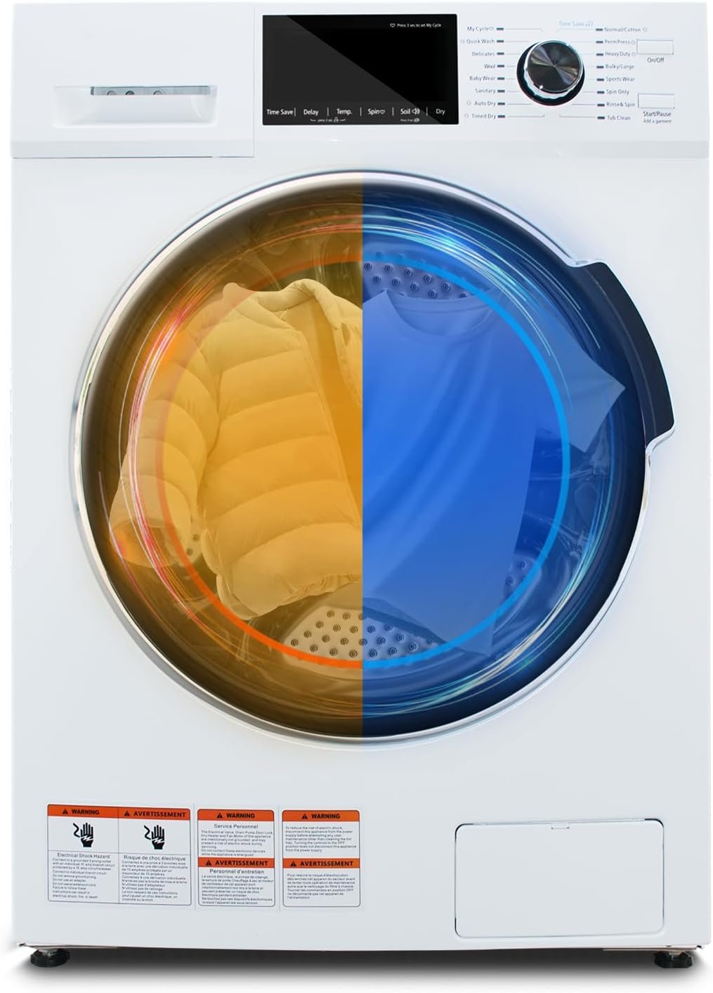 Washer and Dryer Combo, 3.1 cu.ft, 120V All In One Ventless Compact 24 Inch Large Capacity, Lavadora y Secadora 2 in 1 for RV Apartment Home, Child lock, Full-Automatic, Overnight Wash and Dry