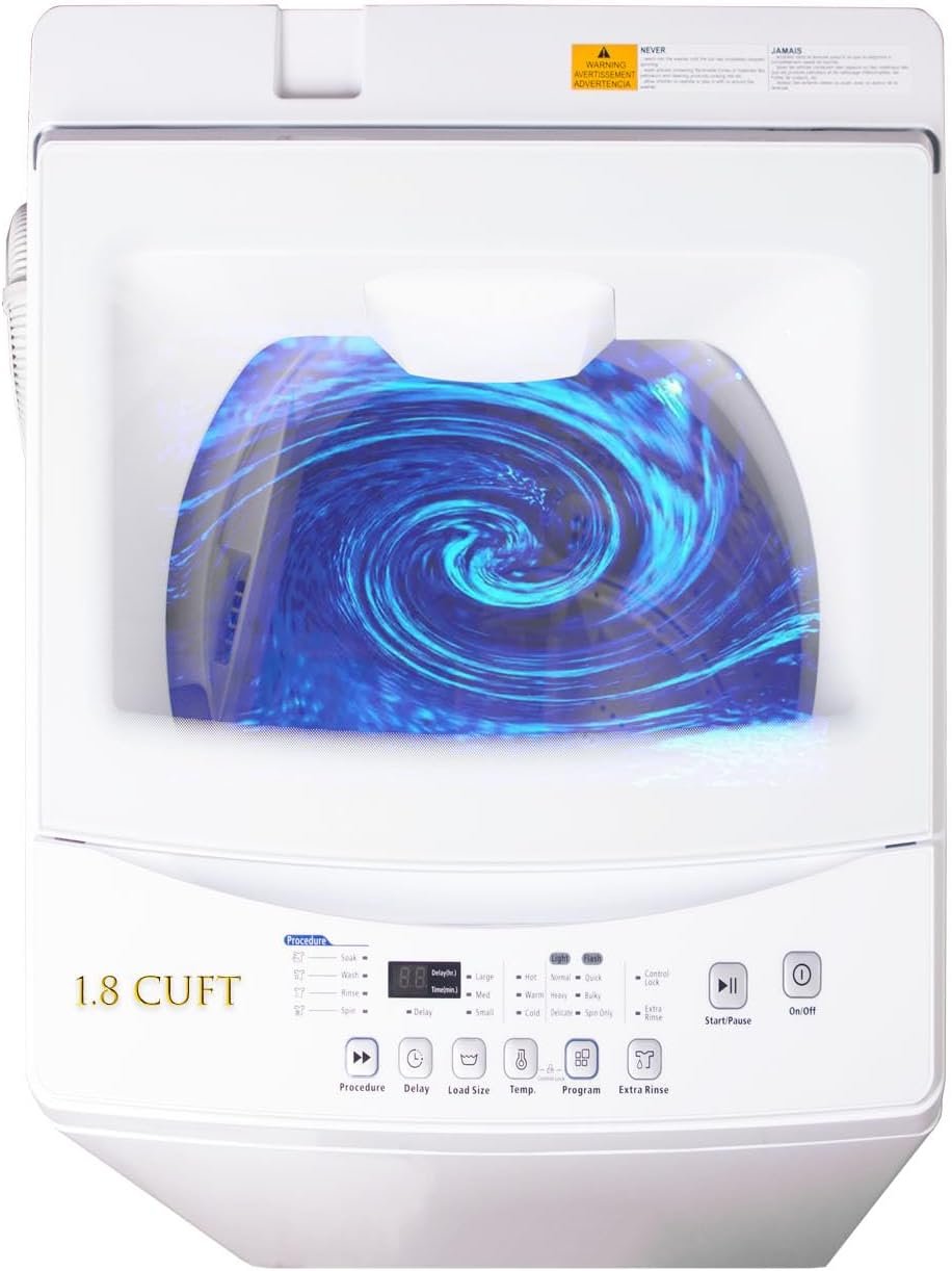 Pro+ 1.8 Cu.Ft Top Load Washer | 6 Auto Programs Quiet Motor | UL Certified Portable Washing Machine Compact Laundry for Small Apartments, Dorms, RVs