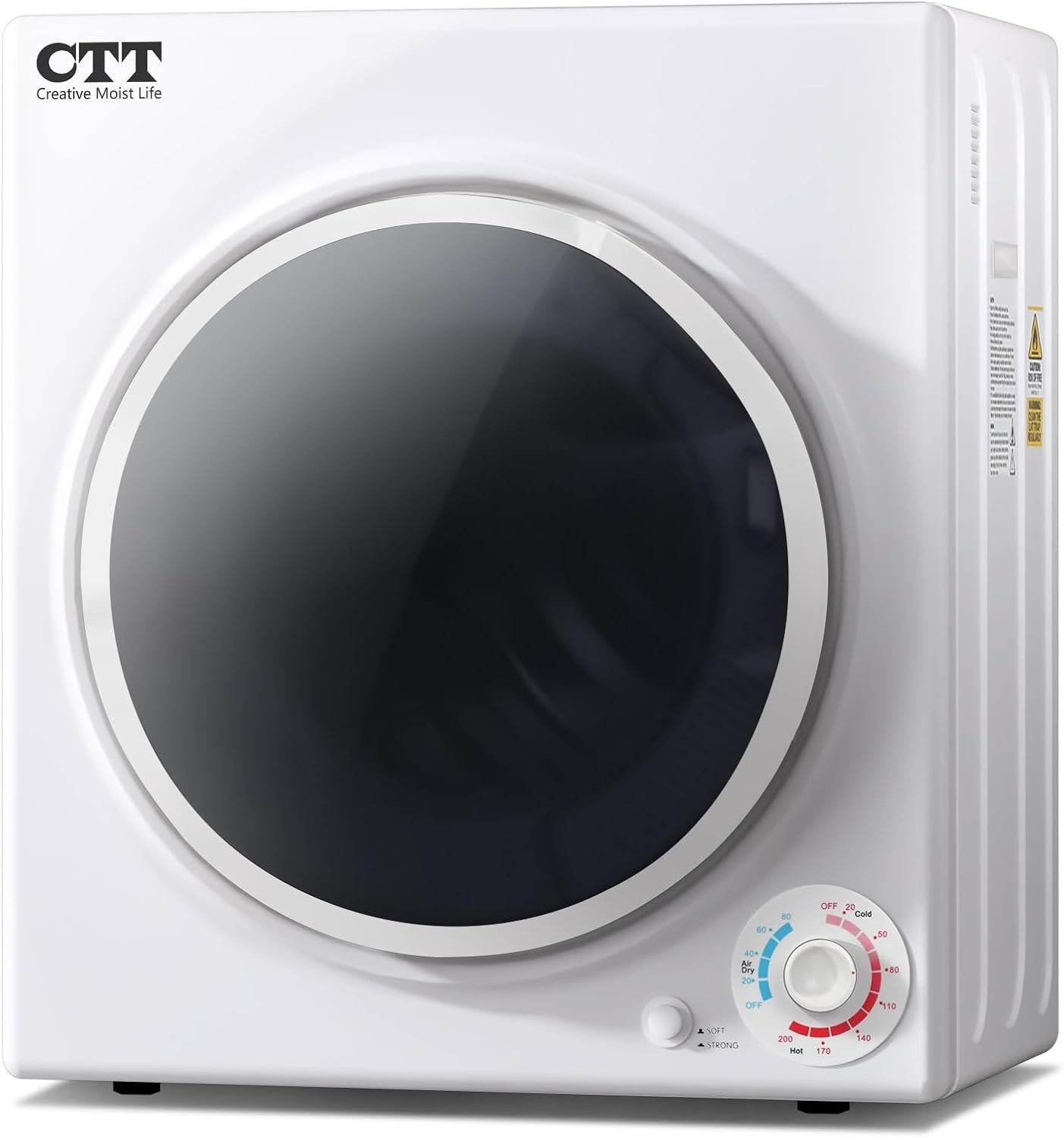CTT 3.5 Cu. Ft. Clothes Dryer, 1500W Electric Dryers for Clothes, 110V Electric Clothes Dryer with Stainless Steel Drumble for 13.2 lbs. with 4 Automatic Drying Modes (White)