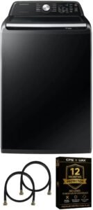 Samsung 4.7 Cu Ft Top Load Washing Machine Bundle with Built-In WaterJet Faucet, Self Clean, Low Vibration Quiet Wash, Smart Wi-Fi, Includes Hoses & 1-Year CPS Protection