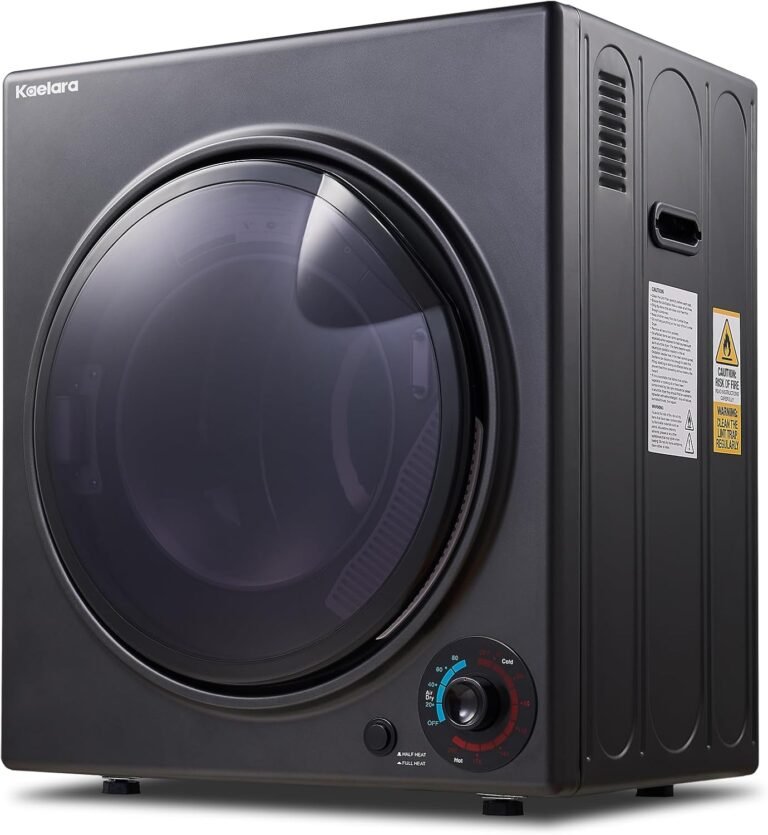 Portable Dryer 3.5 cu.ft, 1500W Compact Dryer with Stainless Steel Tub, 4 Drying Mode, Overheat Protection, Apartment, Dorms, RVs, Black