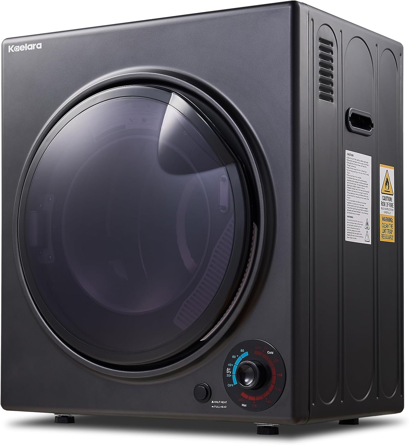 Kaelara Portable Dryer 3.5 cu.ft, 1500W Compact Dryer with Stainless Steel Tub, 4 Drying Mode, Overheat Protection, Apartment, Dorms, RVs, Black