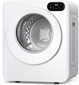 Euhomy 1.5 Cu.Ft Portable Clothes Dryer, 850W Clothes Dryer with Stainless Steel Drum, 4 Functions, LED Control, Drying Machine for Apartments, Laundry, Dorm, Small Space, White