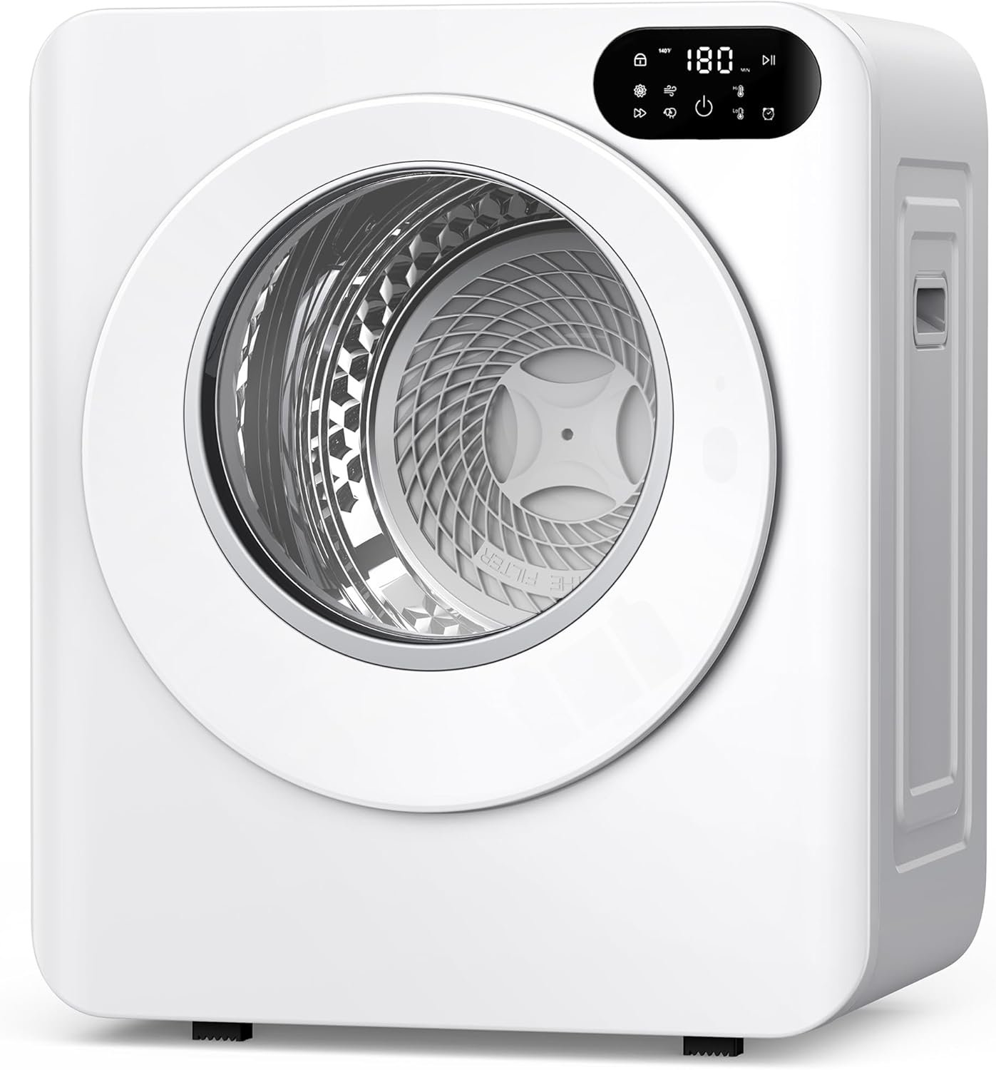 Euhomy 1.5 Cu.Ft Portable Clothes Dryer, 850W Clothes Dryer with Stainless Steel Drum, 4 Functions, LED Control, Drying Machine for Apartments, Laundry, Dorm, Small Space, White