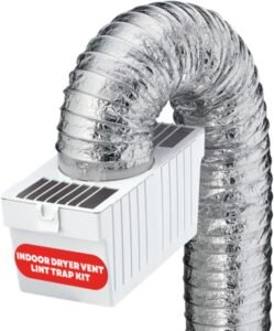 Deflecto Dryer Lint Trap Kit for Electric Dryers, Indoor Venting with 4-Inch Diameter x 5-Foot Supurr-Flex Flexible Metallic Duct, Clamps Included, Easy Installation