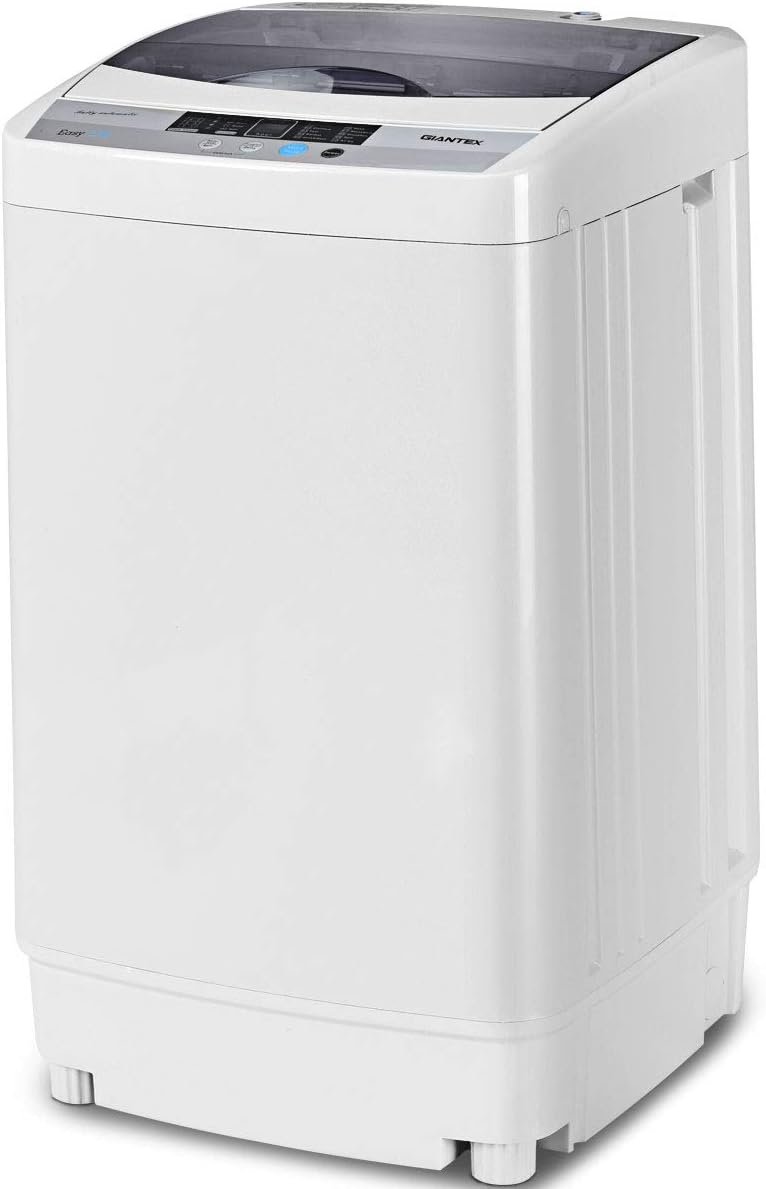 Giantex Full-Automatic Washing Machine Portable Compact 1.34 Cu.ft Laundry Washer Spin with Drain Pump, 10 programs 8 Water Level Selections with LED Display 12 Lbs Capacity