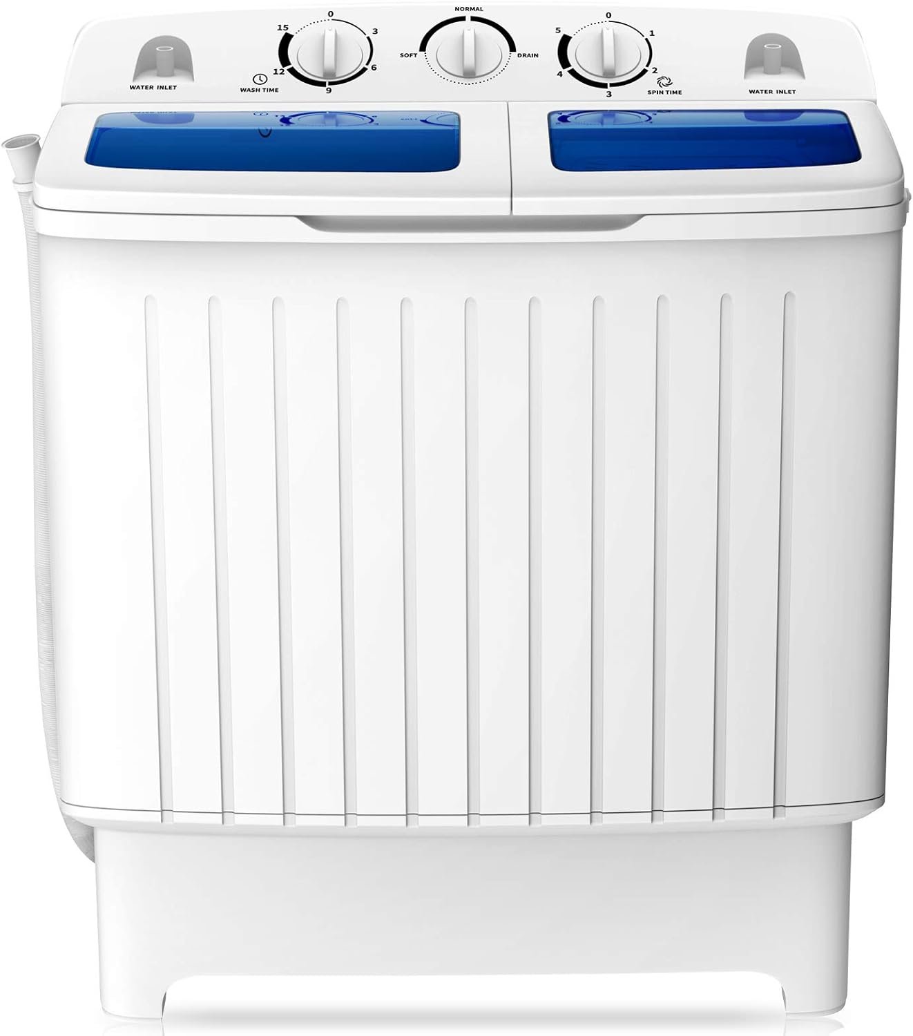 COSTWAY Portable Washing Machine, 12Lbs Washer and 8Lbs Spinner, Blue+White | Twin Tub 20 Lbs Capacity, Durable Design, Timer Control, Compact Laundry Washer for RV Apartments Dorms