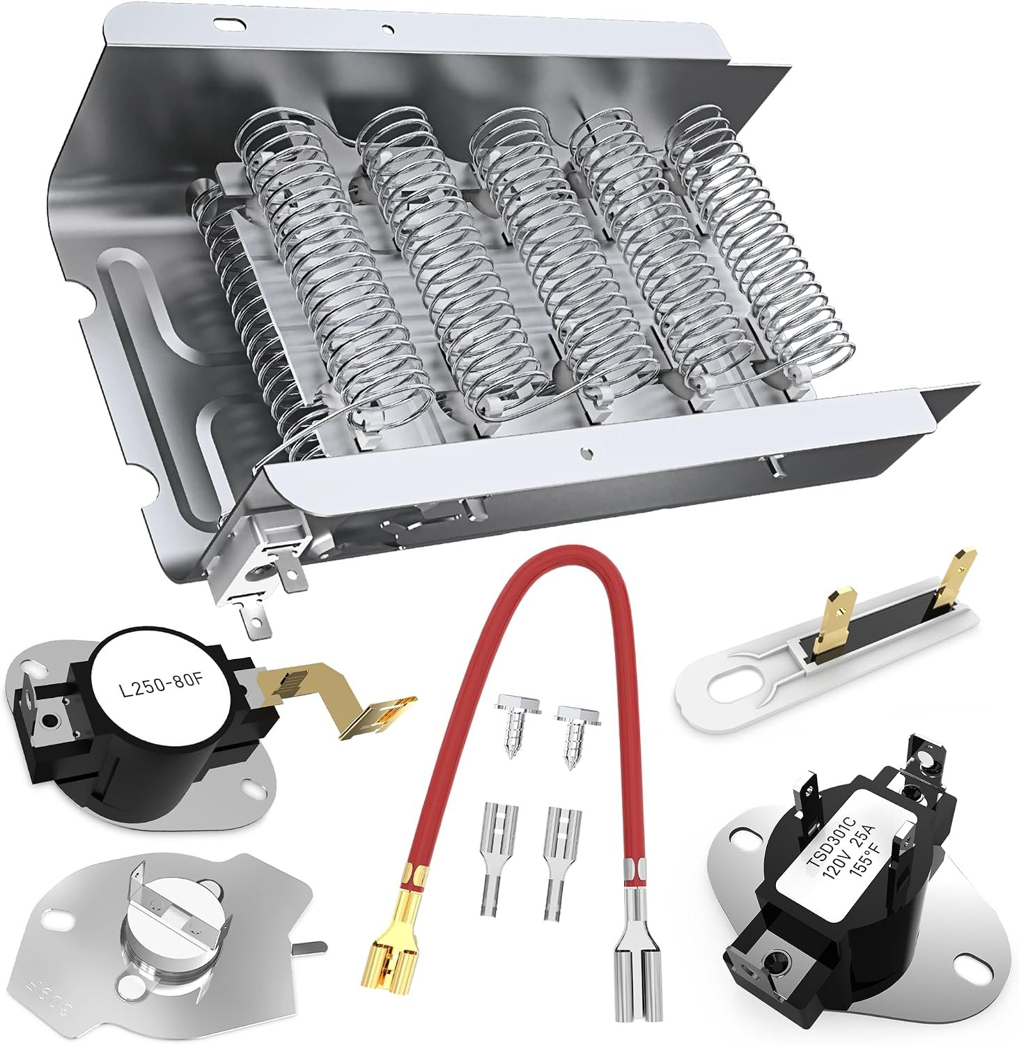 UPGRADE 279838 Dryer Heating Element for Whirlpool Wed4815ew1 Maytag Centennial Medc215ew1 Kenmore 70 80 Series Model 110 Amana Ned4655ew1 Roper Admiral, Replaces W10724237 2406026 3403585 3398064
