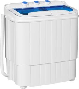INTERGREAT Portable Washing Machine, 18lbs Twin Tub Portable Washer with Spin Cycle and Dryer, Semi-automatic Washer Machine Combo for Dorms, Apartments, Blue