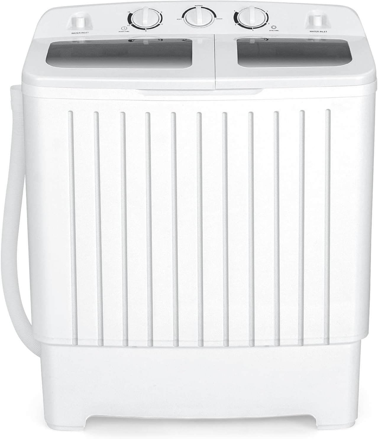 COSTWAY Portable Washing Machine, 12Lbs Washer and 8Lbs Spinner, Grey+White | Twin Tub 20 Lbs Capacity, Durable Design, Timer Control, Compact Laundry Washer for RV Apartments Dorms
