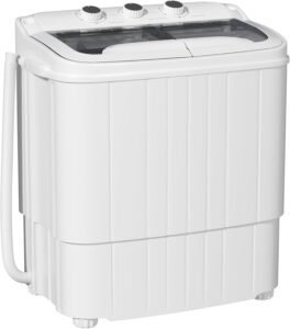 INTERGREAT Portable Washing Machine, 18lbs Twin Tub portable Washer with Spin Cycle and Dryer, Semi-automatic Washer Machine Combo for Dorms, Apartments, Grey