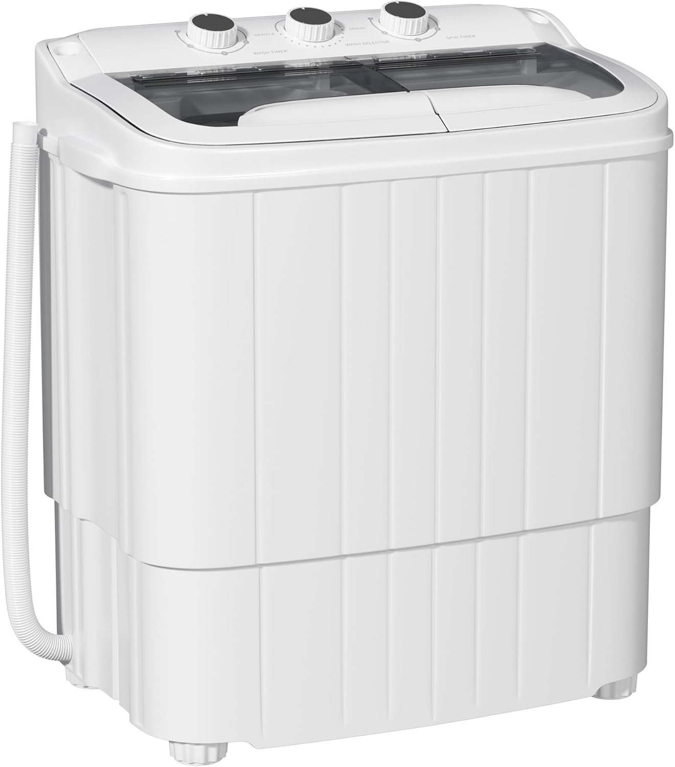 INTERGREAT Portable Washing Machine, 18lbs Twin Tub portable Washer with Spin Cycle and Dryer, Semi-automatic Washer Machine Combo for Dorms, Apartments, Grey