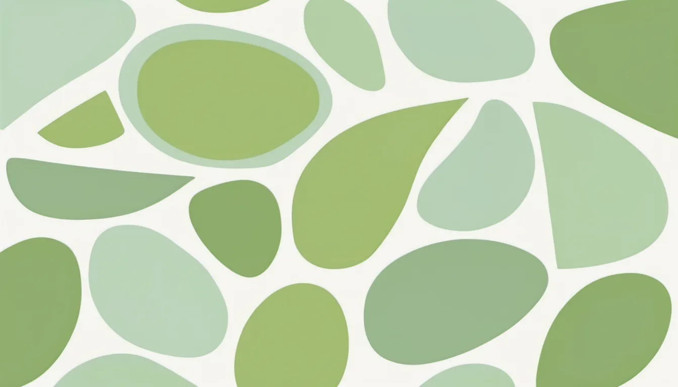 Abstract seven quiet marks illustration in olive green and pale mint on white — decorative header for Laundry Comparisons by Model and by Class